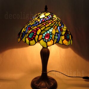 ステンドグラスランプ　ピーコック　QXCH12-46